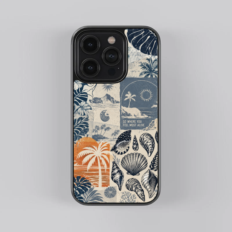 Coastal Shell Collage Glass Case