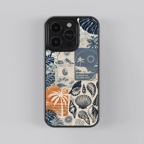 Coastal Shell Collage Glass Case