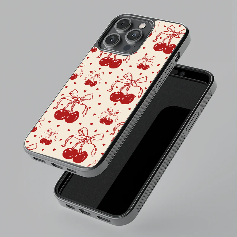 Cherry Ribbon Glass Case