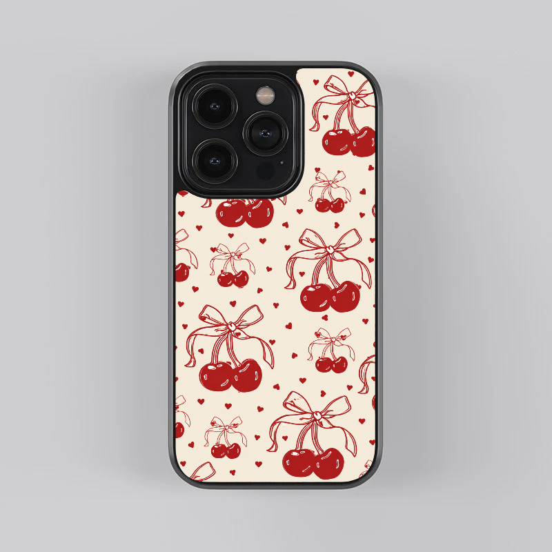 Cherry Ribbon Glass Case