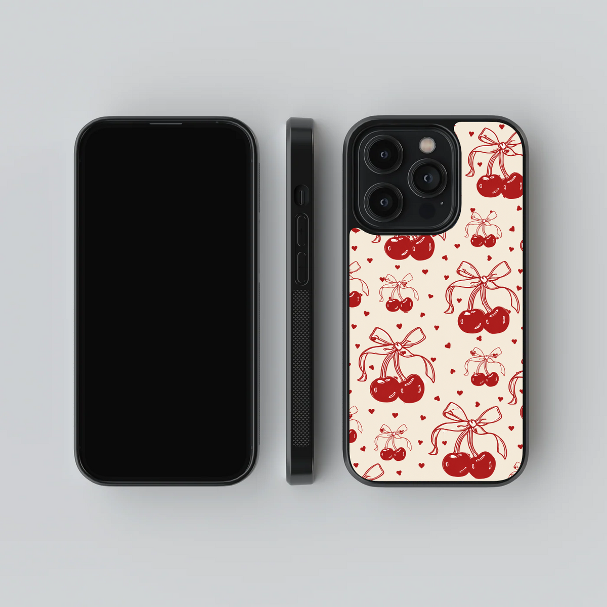 Cherry Ribbon Glass Case