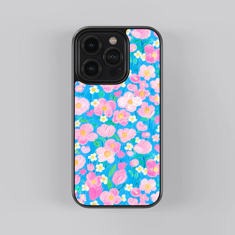 Painted Flower Garden Glass Case