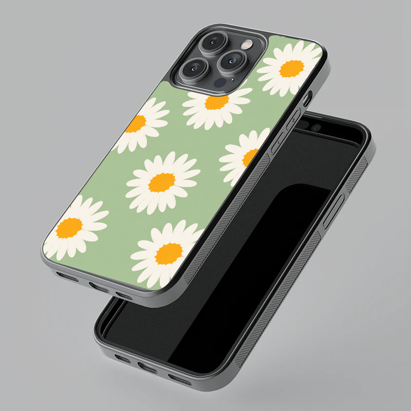 Sage Daisy Glass Case