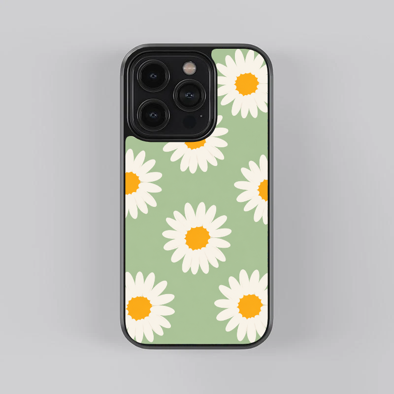 Sage Daisy Glass Case