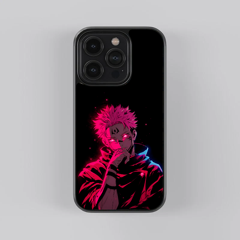 Sukuna Demon King Aura glass phone case, straight rear view