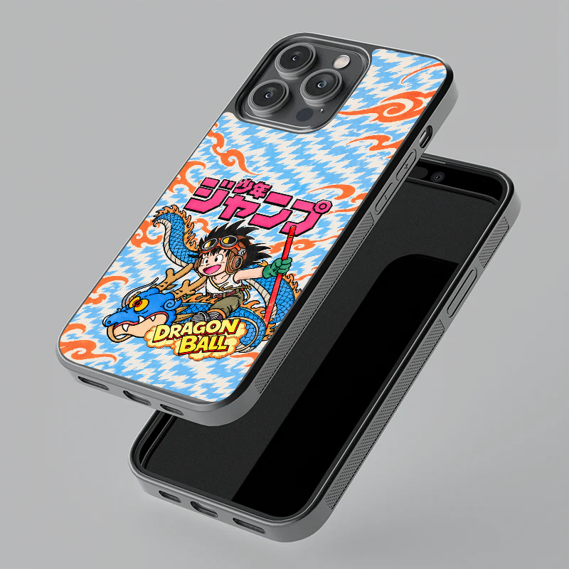 Dragon Ball Vintage Cover glass phone case, floating angle view