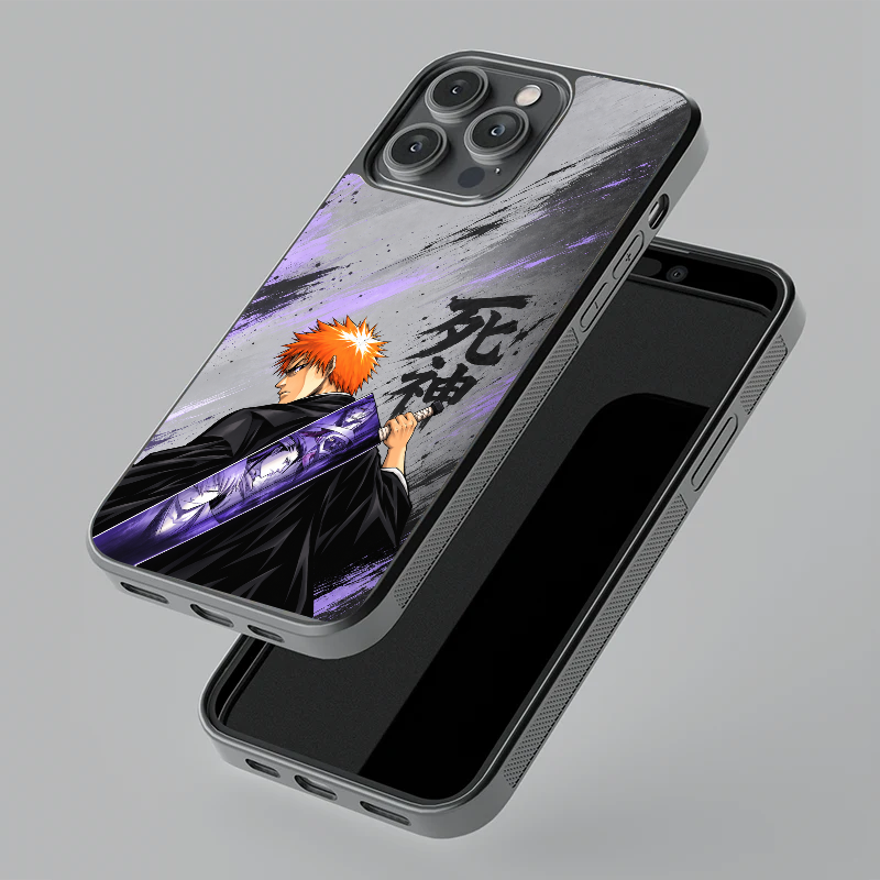 Ichigo Aura glass phone case, floating angle view