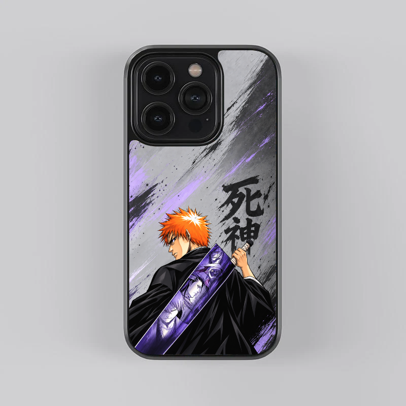 Ichigo Aura glass phone case, straight rear view