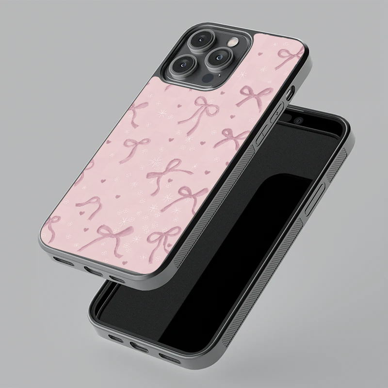 Blush Ribbon Sparkle Glass Case
