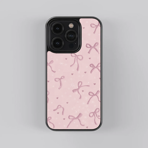 Blush Ribbon Sparkle Glass Case