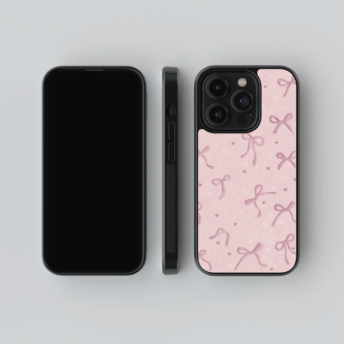 Blush Ribbon Sparkle Glass Case