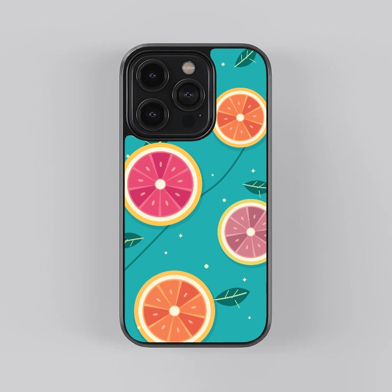 Citrus Grove glass case, back view